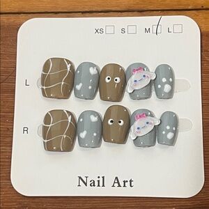 Brown and Gray Nail Art Set Size M